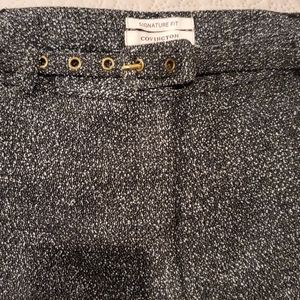 Black and white trousers with belt